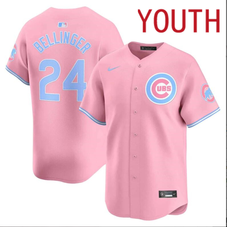 Youth Chicago Cubs #24 Bellinger pink 2024 Nike MLB jersey->youth nfl jersey->Youth Jersey